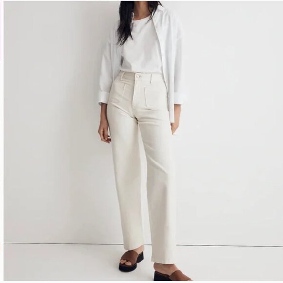 Madewell Pants - Madewell The Perfect Vintage Wide-Leg Jean Women's 33 Ecru Cream NM699